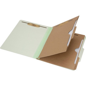 AbilityOne - Folder, File, Classification, 2 Dividers with Pockets, Kraft, 6 Part, Light Green, Legal - (7530-01-600-6973) (7530016006973)