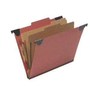 AbilityOne - Folder, File, Hanging, Letter Size, 2 Dividers, 6 Sections, 2/5th ROC Top Tab, Red - (7530-01-681-6534) (7530016816534)