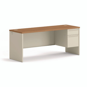 HON 38000 Series Right Pedestal Credenza, 72w x 24d x 29.5h, Harvest/Putty