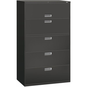 HON Brigade 600 H695 Lateral File - 64" Height x 42" Width x 18" Depth - 5 - Finish: Charcoal