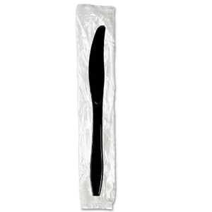 Dixie Individually Wrapped Heavyweight Knives, Plastic, Black, 1,000/Carton