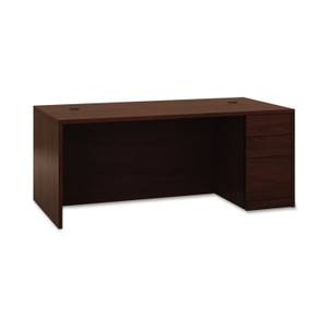 HON 10500 Series "L" Workstation Right Pedestal Desk with Full-Height Pedestal, 72" x 36" x 29.5", Mahogany