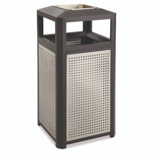 Safco Evos Series Steel Waste Container, 38 gal, Steel, Black SAF9935BL