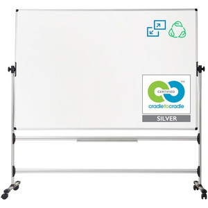 MasterVision Earth Series Reversible Dry-Erase Revolving Easel - 70" (5.8 ft) Width x 48" (4 ft) Height - White Melamine Surface - Silver Gray Aluminum Frame - Rectangle - Portable