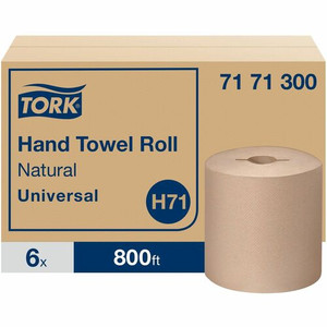 TORK Hand Towel Roll Natural H71 - 1 Ply - 7.80" Roll Diameter - 1 15/16" Core - Logo Embossed - Natural