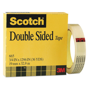 Scotch Double-Sided Tape, 3" Core, 0.75" x 36 yds, Clear