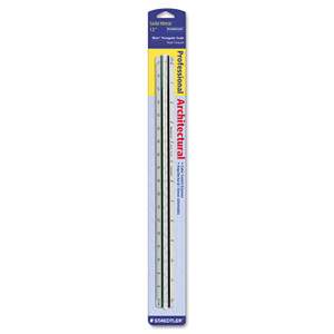 Staedtler Triangular Scale for Architects, Color-Coded Grooves, 12" Long, Plastic, White, Blister Pack