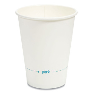 Perk White Paper Hot Cups, 12 oz, 50/Pack