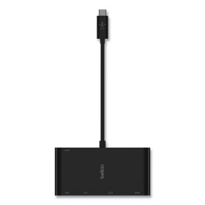 Belkin USB-C Multimedia + Charge Adapter, 4K HDMI/USB-A/USB-C/VGA, 4.9 ft, Black