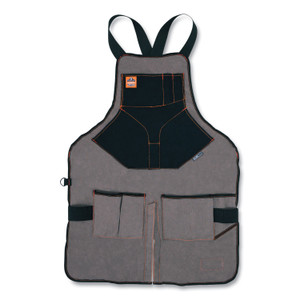 ergodyne Arsenal 5705 Extended Length Canvas Tool Apron, 13 Compartments, 25.5 x 34, Canvas, Gray