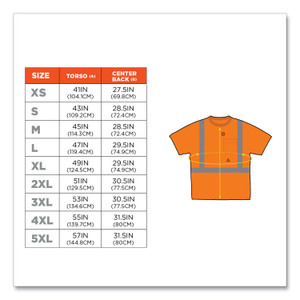 ergodyne GloWear 8289 Class 2 Hi-Vis T-Shirt, Polyester, Orange, 5X-Large