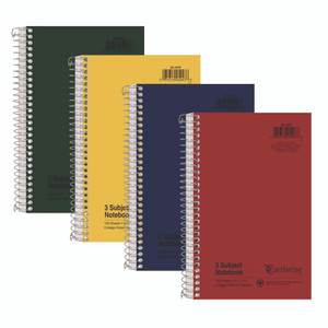 Oxford Earthwise by Oxford Recycled Small Notebooks, 3-Subject, Medium/College Rule, Randomly Assorted Covers, (150) 9.5 x 6 Sheets