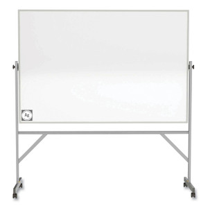 Ghent Reversible Magnetic Hygienic Porcelain Whiteboard with Aluminum Frame, 72" x 48", White Surface, Satin Aluminum Frame
