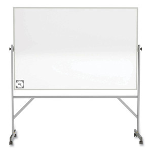 Ghent Reversible Magnetic Hygienic Porcelain Whiteboard with Aluminum Frame, 96" x 48", White Surface, Satin Aluminum Frame