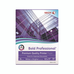 xerox Bold Professional Quality Paper, 98 Bright, 24 lb Bond Weight, 8.5 x 11, White, 500/Ream