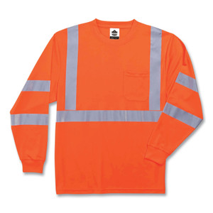 ergodyne GloWear 8391 Class 3 Hi-Vis Long Sleeve Shirt, Polyester, Orange, 5X-Large