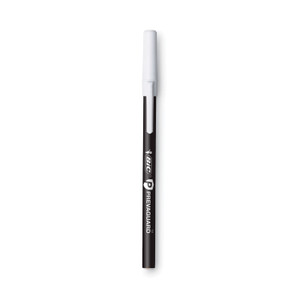 BIC PrevaGuard Round Stic Ballpoint Pen, Stick, Medium 1 mm, Black Ink, Black Barrel, 8/Pack