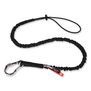 ergodyne Squids 3100 Lanyard with Aluminum Carabiner + Cinch-Loop, 10 lb Max Working Capacity, 42" to 54" Long, Black