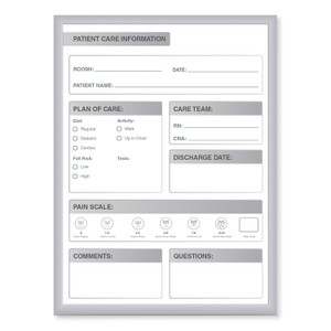 Ghent Patient Room Magnetic Whiteboard, Hospital Patient Chart, 18.5" x 24.5", White/Gray Surface, Satin Aluminum Frame