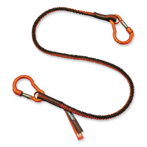 ergodyne Squids 3110F(x) Tool Lanyard with Aluminum Carabiners, 10 lb Max Working Capacity, 38" to 48" Long, Orange/Gray