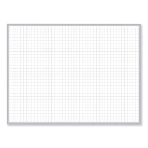 Ghent 1 x 1 Grid Magnetic Whiteboard, 72.5" x 48.5", White/Gray Surface, Satin Aluminum Frame