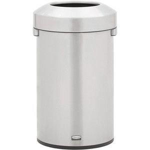 Rubbermaid Commercial Refine Waste Container - 16 gal Capacity - Round - Ergonomic Handle, Non-skid, Fingerprint Resistant, Durable - 26.3" Height x 15.9" Width - Metal