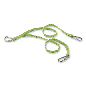 ergodyne Squids 3311 Twin-Leg Tool Lanyard with Three Carabiners, 15lb Max Working Capacity, 35" to 42" Long, Lime