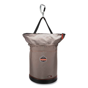 ergodyne Arsenal 5976 XL Hoist Bucket Tool Bag with Swiveling Carabiner and Zipper Top, 16 x 16 x 20, Gray