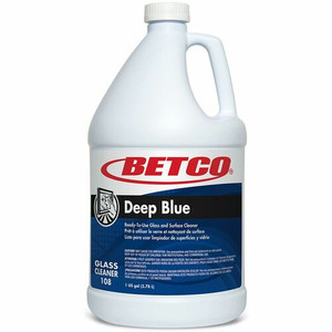 Betco Deep Blue Glass & Surface Cleaner - For Glass, Window, Stainless Steel, Plastic, Porcelain, Chrome - 128 fl oz (4 quart) - (BET1080400)