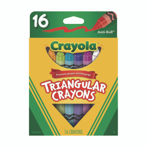Crayola 16-Color Triangular Crayons, Assorted, 16/Box