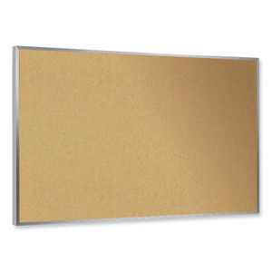 Ghent Aluminum-Frame Natural Corkboard, 24" x 18", Tan Surface, Satin Aluminum Frame