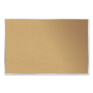 Ghent Aluminum-Frame Natural Corkboard, 46.5" x 36", Tan Surface, Satin Aluminum Frame