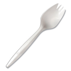 Berkley Square Mediumweight Polypropylene Cutlery, Spork, Plastic, White, 1,000/Carton BSQ1015000