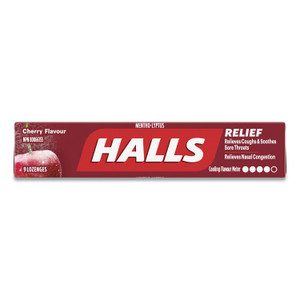 HALLS Mentho-Lyptus Cough and Sore Throat Lozenges, Cherry, 9/Pack, 20 Packs/Box