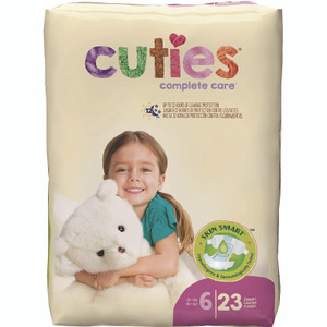 Cuties Premium Jumbo Diapers, Size 6, 35 lbs and Up, 92/Carton