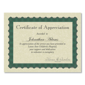Great Papers! Metallic Border Certificates, 11 x 8.5, Ivory/Green with Green Border, 100/Pack