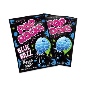 POP ROCKS Sugar Candy, Blue Raspberry, 0.33 oz Pouches, 24/Carton