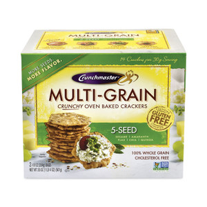 Crunchmaster 5-Seed Multi-Grain Crunchy Oven Baked Crackers, Whole Wheat, 10 oz Bag, 2 Bags/Box