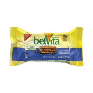 Nabisco belVita Breakfast Biscuits, Blueberry, 1.76 oz Pack, 25 Packs/Carton