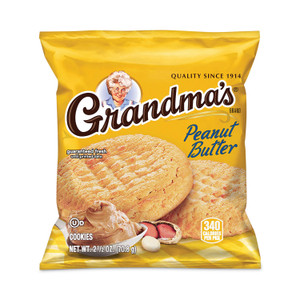 Grandma's Homestyle Peanut Butter Cookies, 2.5 oz Pack, 2 Cookies/Pack, 60 Packs/Carton