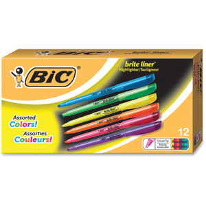 BIC Brite Liner Highlighter, Assorted - Chisel Marker Point - Fluorescent Assorted Ink - (BICBL11AST) (BICBL11AST)