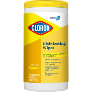 Clorox Company Disinfecting Wipes, Lemon Scent, 75 Wipes, 240/BD, WE (CLO15948BD)