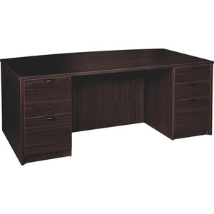 Lorell Prominence 2.0 Bowfront Double-Pedestal Desk - x 1" Thickness Top, 29" Height x 72" Width x 42" Depth - 5 x File, Box Drawer(s) - Double Pedestal - Band Edge - Material: Particleboard - (LLRPD4272DPES)