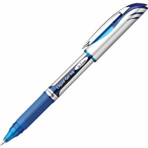 EnerGel EnerGel Deluxe Liquid Gel Pens - 0.7 mm Medium Pen Point - Refillable - Blue Ink - Gel-based - Silver Barrel