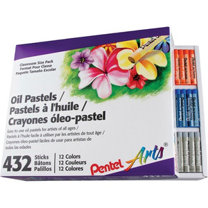 Pentel Arts Pentel Arts Oil Pastels - 2.4" Length x 0.4" Diameter - Black, Brown, Cobalt Blue, Gray, Green, Orange, White, Red, Pale Blue, Pale Orange, Lime Yellow, ...