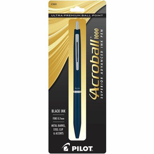 Acroball Ballpoint Pen - 0.7 mm Fine Pen Point - Refillable - Retractable - Black Ink - Gel-based - (PIL13653)