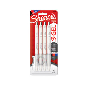 Sharpie S-Gel S-Gel Fashion Barrel Gel Pen, Retractable, Medium 0.7 mm, Assorted Ink Colors, White Barrel, 4/Pack