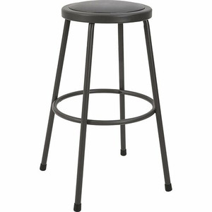 Lorell Metal Shop Stool - Vinyl Seat Material - Light Gray - Metal - (LLR83083)