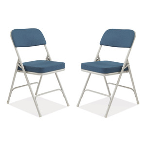 NPS 3200 Series Fabric Dual-Hinge Folding Chair, Supports Up to 300 lb, Regal Blue Seat, Regal Blue Back, Gray Base, 2/Carton