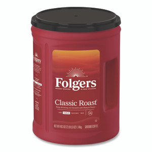 Folgers Classic Roast Ground Coffee, 40.3 oz Canister, 6/Carton